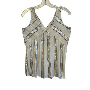 Madewell Sleeveless Cream Metallic Silver Striped Babydoll Tank Top XS
